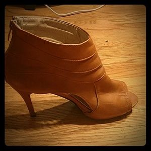 Brown peep-toe ankle boots